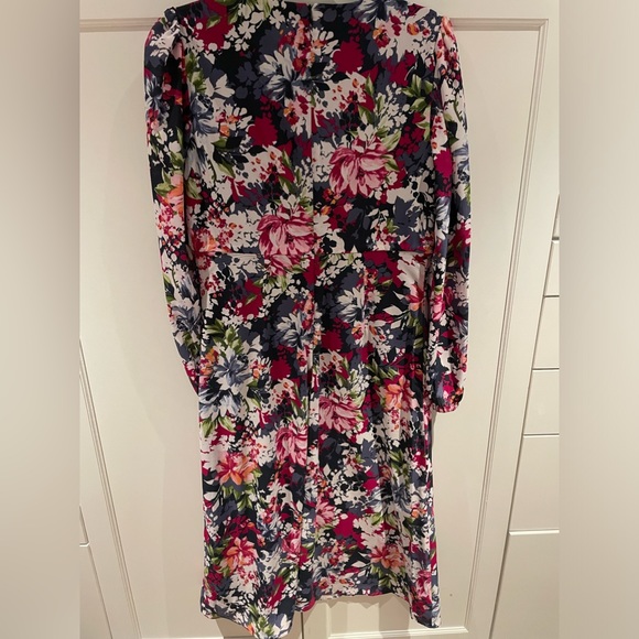 Blue and floral midi dress with ruched bodice - Picture 2 of 5